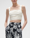 FIGUE ALTA SQUARE-NECK PLEATED SLEEVELESS CROP TOP