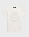 Versace Girls' Greca Medusa Graphic Tee - Little Kid In White Crystal