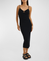 Lamarque Bettina V-neck Rib-knit Bodycon Midi Dress In Black
