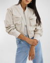 LAMARQUE XAIA FAUX-LEATHER CROPPED CONVERTIBLE BOMBER JACKET