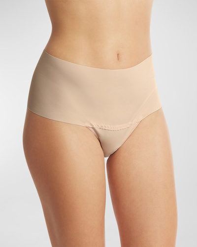 Hanky Panky Breathe Hi-rise Thongs 3-pack In Taupe/taupe/taupe