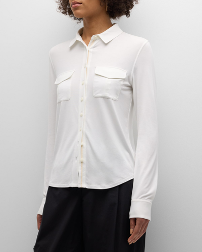 Rag & Bone Luca Knit Button-front Shirt In White