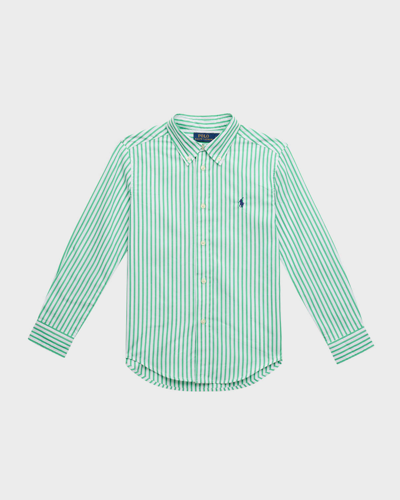 Ralph Lauren Kids' Boy's Cotton Poplin Button-front Sport Shirt In Green