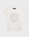 Versace Girls' Greca Medusa Graphic Tee - Little Kid In White Crystal