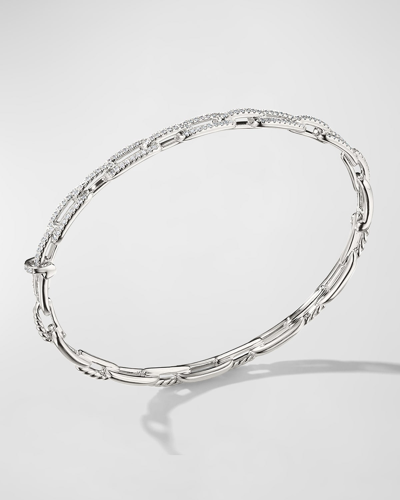 David Yurman Women's Stax Chain Link Bracelet In 18k White Gold With Pavé Diamonds In 40 White