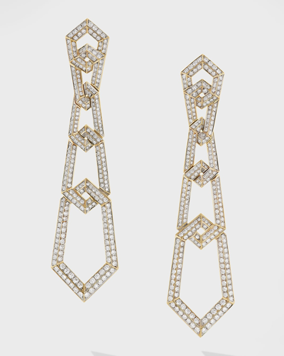 David Yurman Carlyle Linked Drop Earrings With Diamonds In 18k Gold, 18mm, 2.9"l In 60 Multi-colored