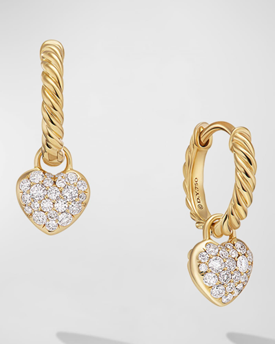David Yurman Women's Petite Pavé Heart Drop Earrings In 18k Yellow Gold With Diamonds, 16.4mm