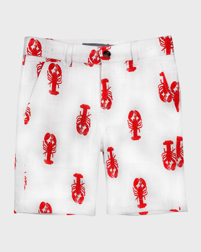 Appaman Kids' Linen & Cotton Trouser Shorts In Lobster