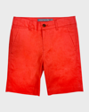 Appaman Kids' Boy's Linen-cotton Trouser Shorts In Coral