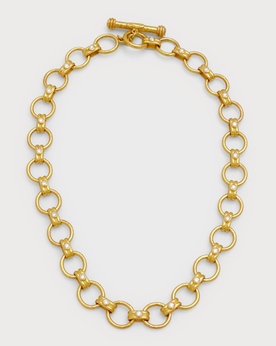 Elizabeth Locke Rimini Gold 19k Link Necklace With Diamonds, 17"l In 05 Yellow Gold