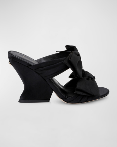 Dee Ocleppo Burgundy Satin Bows Mule Sandals In Black