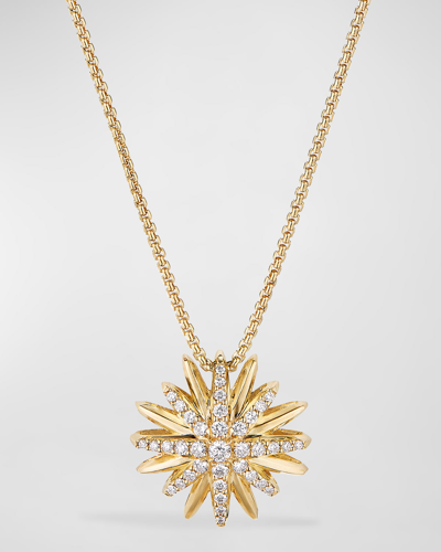 David Yurman Starburst Pendant Necklace In 18k Yellow Gold With Diamonds In 40 White