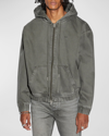 KSUBI MEN'S WASHED DENIM ZIP HOODIE