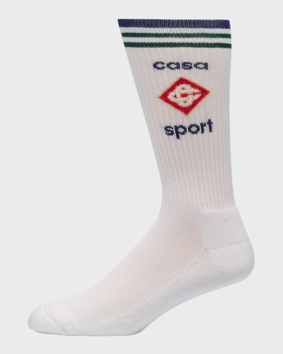 Casablanca Men's Monogram Crew Socks In Casa Sport Blue