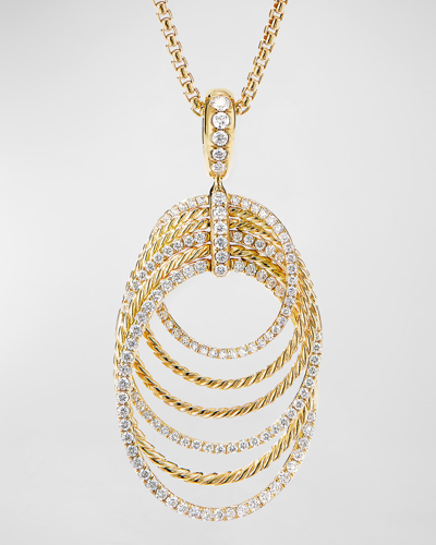 David Yurman Origami 18k Pendant Necklace W/ Diamonds In 40 White