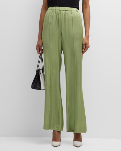 Dorothee Schumacher Wide-legged Silk Trousers In Green