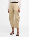 Nili Lotan Shon Mid-rise Cropped Pants In Sandstone