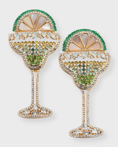 Baublebar On The Rocks Crystal & Shell Cocktail Glass Drop Earrings In Gold Tone In Green