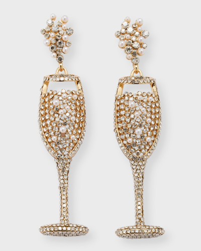 Baublebar What's Poppin Pave & Imitation Pearl Champagne Glass Drop Earrings In Gold Tone In White/gold