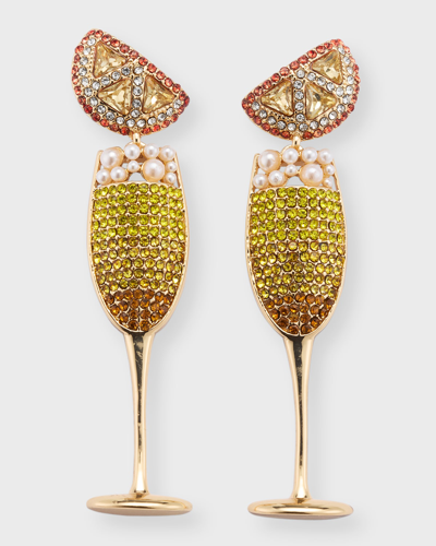 Baublebar Love You A Brunch Crystal & Imitation Pearl Mimosa Glass Drop Earrings In Gold Tone In Yellow/orange