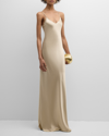 Nili Lotan Silk Satin Slip Gown In Roosevelt Tan