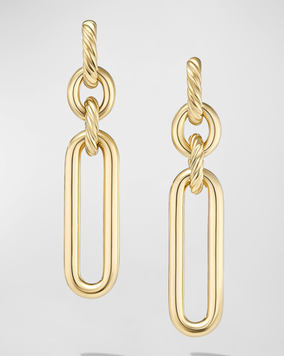 David Yurman Lexington Double Link Drop Earrings In 18k Gold, 2"l