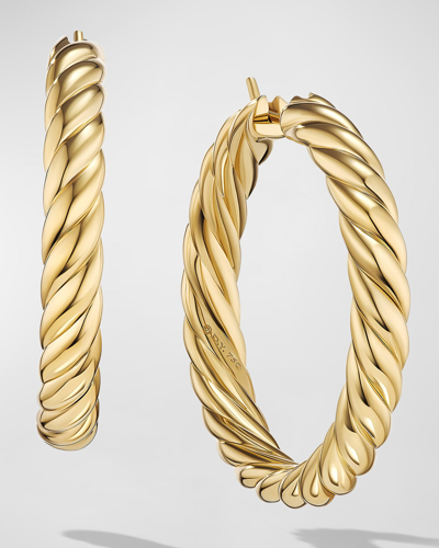 David Yurman Sculpted Cable Hoop Earrings In 18k Gold, 5.5mm, 1.5"l In 60 Multi-colored