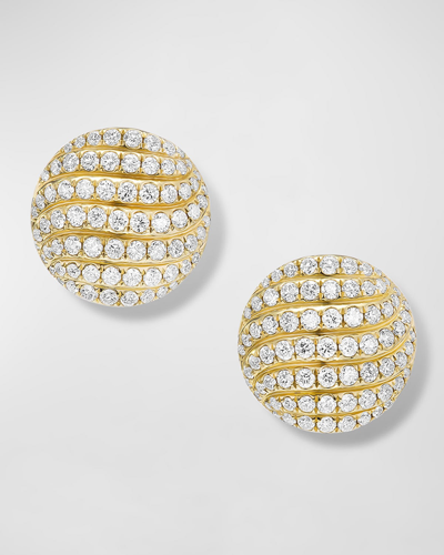 David Yurman Sculpted Cable Stud Earrings With Diamonds In 18k Gold, 14mm In 60 Multi-colored
