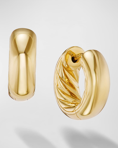 David Yurman Sculpted Cable Huggie Hoop Earrings In 18k Gold, 4.9mm, 0.5"l