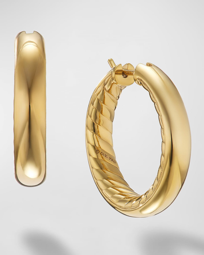 David Yurman Sculpted Cable Hoop Earrings In 18k Gold, 5mm, 1"l
