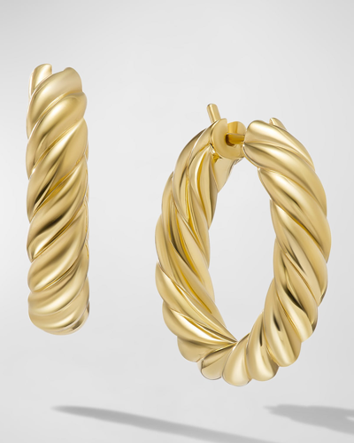David Yurman Sculpted Cable Hoop Earrings In 18k Gold, 5.5mm, 1"l In 60 Multi-colored