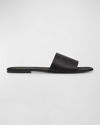 Saint Laurent Men's Carlyle Slide Sandals In Satin Crepe In Nero