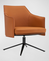 Euro Style Signa Swivel Lounge Chair In Orange