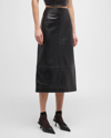 MARC JACOBS LEATHER SLIM PENCIL MIDI SKIRT