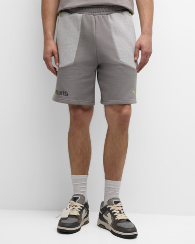 Puma X Pleasures Cotton French Terry Sweat Shorts In Grey