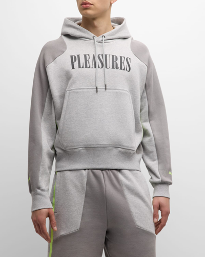 Puma X Pleasures Men's Neon-trim Logo Hoodie In Grey