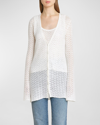 CHLOÉ SILK LINEN POINTELLE CARDIGAN