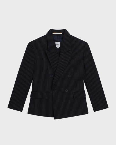 Hugo Boss Kids' Boy's Striped Suit Jacket In Navy