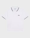 Hugo Boss Kids' Boy's Logo Cotton Knit Short-sleeve Polo Shirt In White