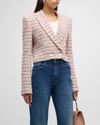 Derek Lam 10 Crosby Kyle Cropped Tweed Blazer In Vermillion Multi