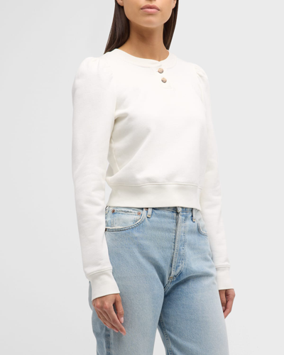 Frame Henley Sweatshirt In White