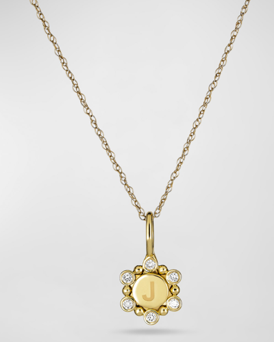 Stone And Strand Diamond Orbit Mini Medallion Initial Necklace In Gold