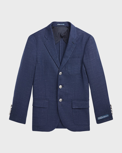 Ralph Lauren Kids' Boy's Wool Twill Sport Coat In Navy