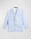 Polo Ralph Lauren Boy's Seersucker Tailored Sport Coat In Blue White