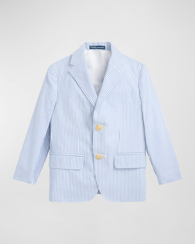 Ralph Lauren Kids' Boy's Seersucker Tailored Sport Coat In Blue White