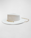 Van Palma Ulysse Merino Wool Fedora With Chain In Off White