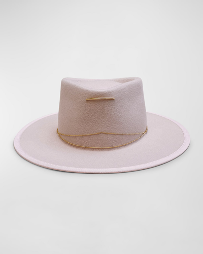 Van Palma Anna Draped Chain Merino Wool Fedora In Baby Pink