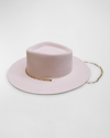 Van Palma Ulysse Merino Wool Fedora With Chain In Baby Pink