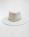 Van Palma Anna Draped Chain Merino Wool Fedora In Off White