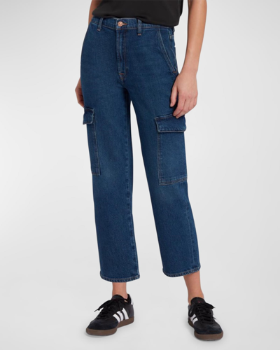 7 For All Mankind Cargo Logan High-rise Cropped Jeans In Blue